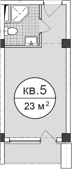 Планировка — Апартаментный комплекс Поляна парк, Студия, 23 м²