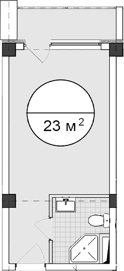 Планировка — Апартаментный комплекс Поляна парк, Студия, 23 м²