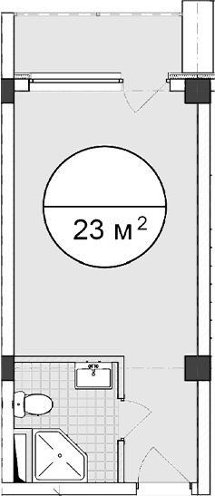 Планировка — Апартаментный комплекс Поляна парк, Студия, 23 м²
