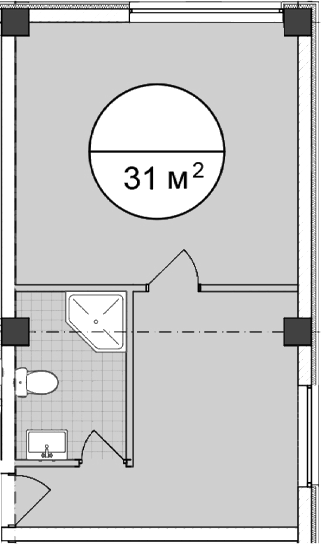 Планировка — Апартаментный комплекс Поляна парк, Студия, 31 м²