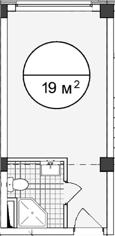 Планировка — Апартаментный комплекс Поляна парк, Студия, 19 м²