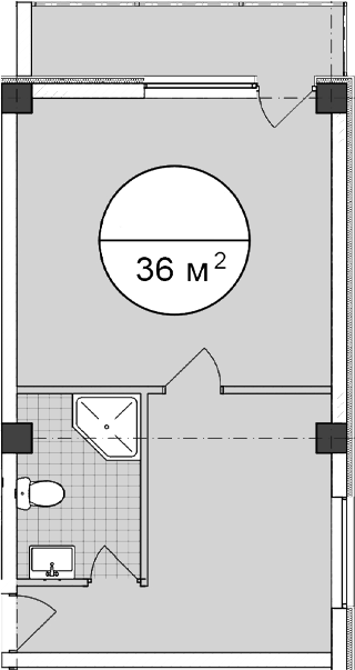 Планировка — Апартаментный комплекс Поляна парк, Студия, 36 м²