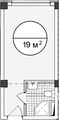 Планировка — Апартаментный комплекс Поляна парк, Студия, 19 м²