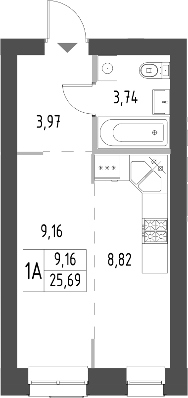 Планировка — Атмосфера, Студия, 26 м²