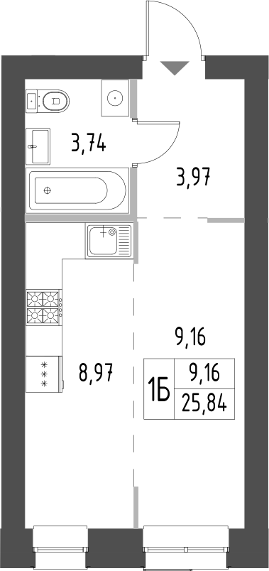 Планировка — Атмосфера, Студия, 26 м²
