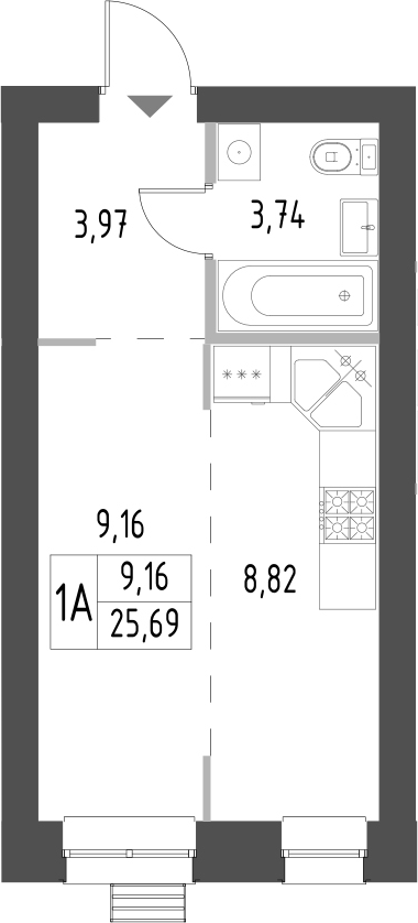 Планировка — Атмосфера, Студия, 26 м²