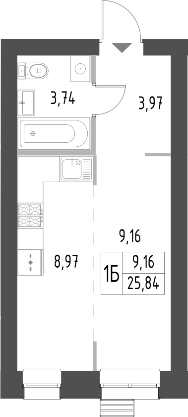 Планировка — Атмосфера, Студия, 26 м²