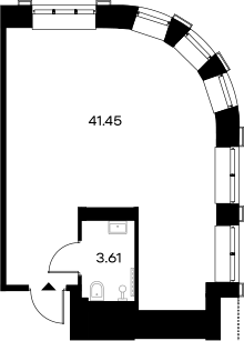 Планировка — YES Gorki, Студия, 45 м²