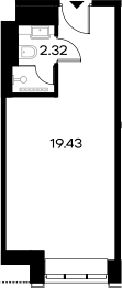 Планировка — YES Gorki, Студия, 22 м²