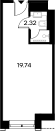 Планировка — YES Gorki, Студия, 22 м²