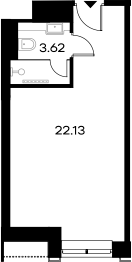 Планировка — YES Gorki, Студия, 26 м²