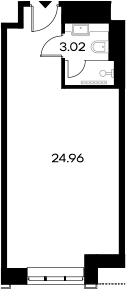Планировка — YES Gorki, Студия, 28 м²