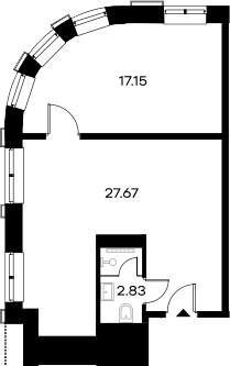 Планировка — YES Gorki, 1-комн., 48 м²