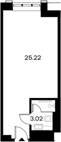 Планировка — YES Gorki, Студия, 28 м²