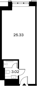 Планировка — YES Gorki, Студия, 28 м²