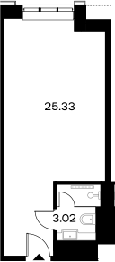 Планировка — YES Gorki, Студия, 28 м²