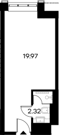 Планировка — YES Gorki, Студия, 22 м²