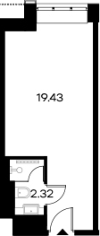 Планировка — YES Gorki, Студия, 22 м²
