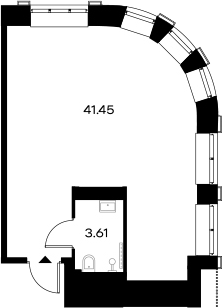 Планировка — YES Gorki, Студия, 45 м²