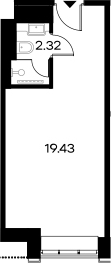 Планировка — YES Gorki, Студия, 22 м²
