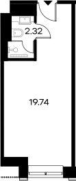 Планировка — YES Gorki, Студия, 22 м²