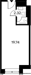 Планировка — YES Gorki, Студия, 22 м²