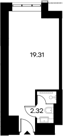 Планировка — YES Gorki, Студия, 22 м²