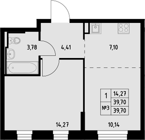 Планировка — Манзара, 1-комн., 40 м²