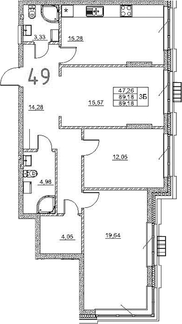 Планировка — Art Premium, 4-комн., 89 м²
