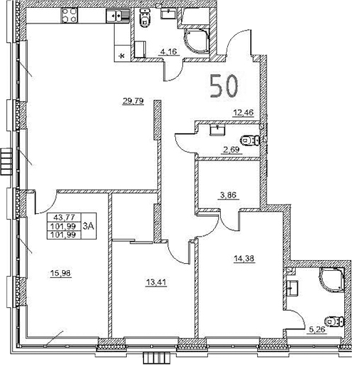 Планировка — Art Premium, 4-комн., 102 м²