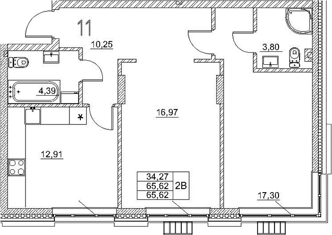 Планировка — Art Premium, 3-комн., 66 м²