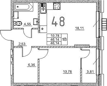 Планировка — Art Premium, 2-комн., 42 м²
