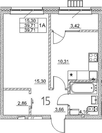 Планировка — Art Premium, 1-комн., 36 м²