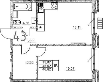 Планировка — Art Premium, 2-комн., 47 м²