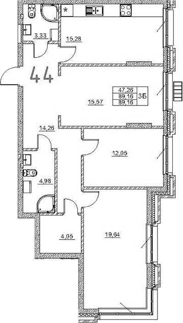 Планировка — Art Premium, 4-комн., 89 м²