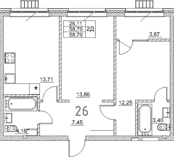 Планировка — Art Premium, 2-комн., 55 м²
