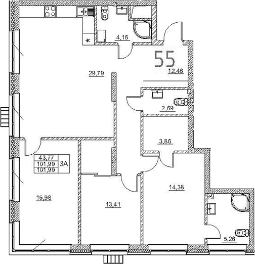 Планировка — Art Premium, 4-комн., 102 м²