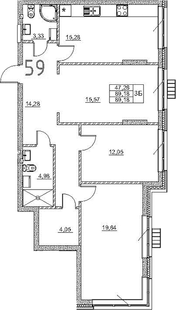 Планировка — Art Premium, 4-комн., 89 м²