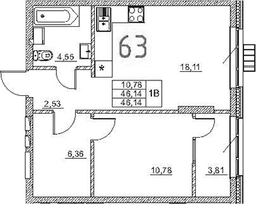 Планировка — Art Premium, 2-комн., 42 м²