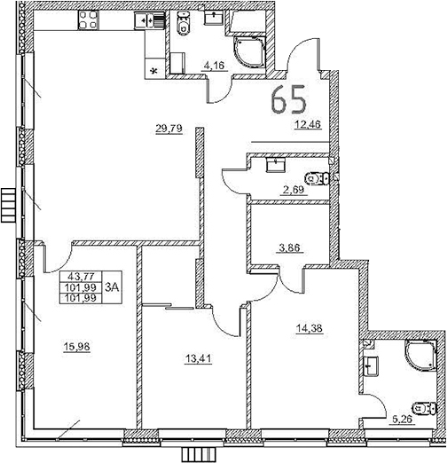 Планировка — Art Premium, 4-комн., 102 м²