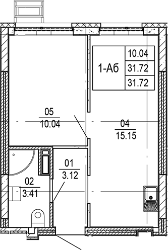 Планировка — Progress Академический, 2-комн., 32 м²