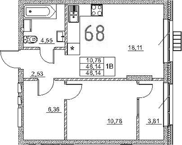 Планировка — Art Premium, 2-комн., 42 м²