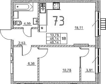 Планировка — Art Premium, 2-комн., 42 м²