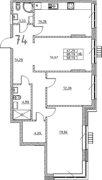 Планировка — Art Premium, 4-комн., 89 м²