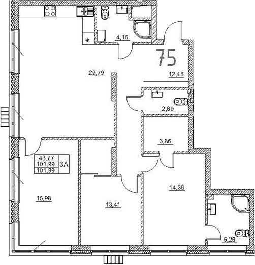 Планировка — Art Premium, 4-комн., 102 м²