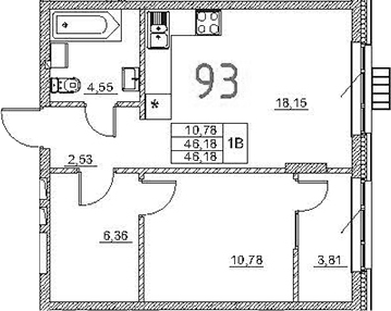 Планировка — Art Premium, 2-комн., 42 м²