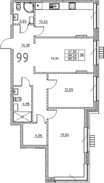 Планировка — Art Premium, 4-комн., 89 м²