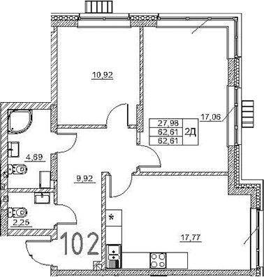 Планировка — Art Premium, 3-комн., 63 м²