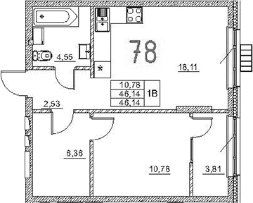 Планировка — Art Premium, 2-комн., 42 м²