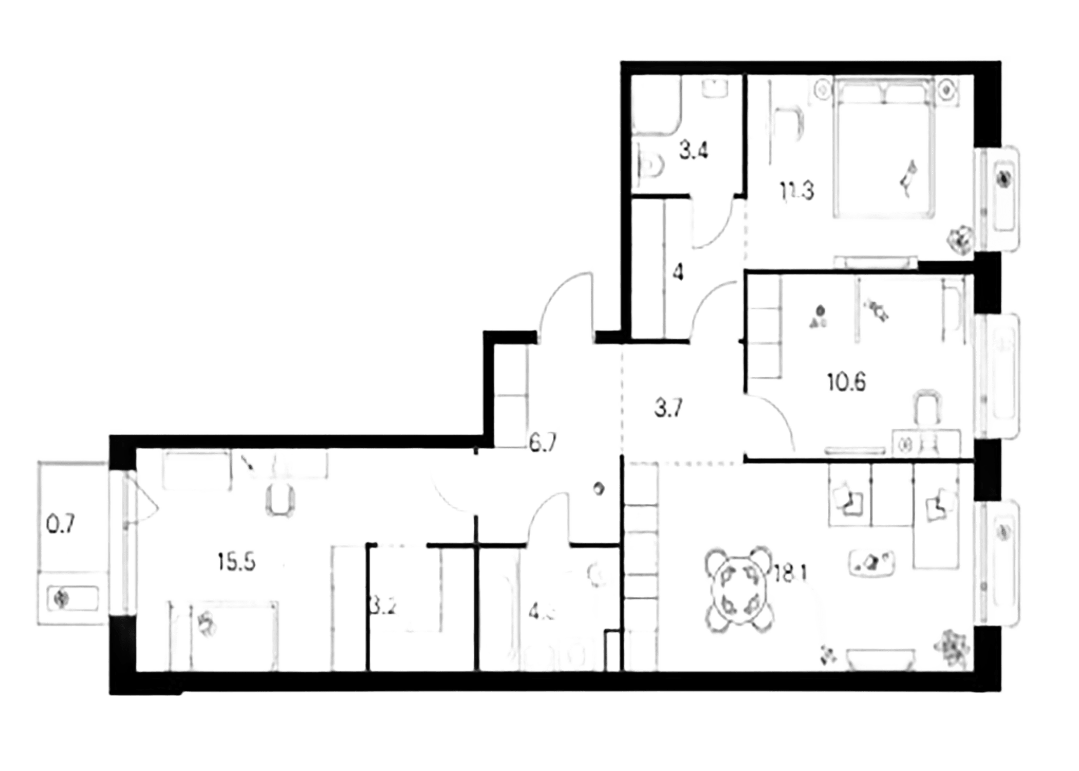 Планировка — Сиберово, 3-комн., 81 м²